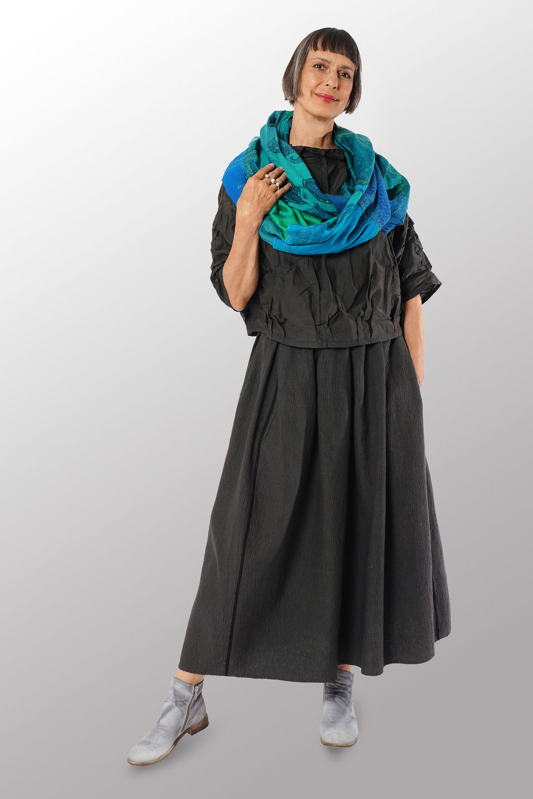 MOSAIC PATCH KANTHA INFINITY SCARF - mz1816-blu -
