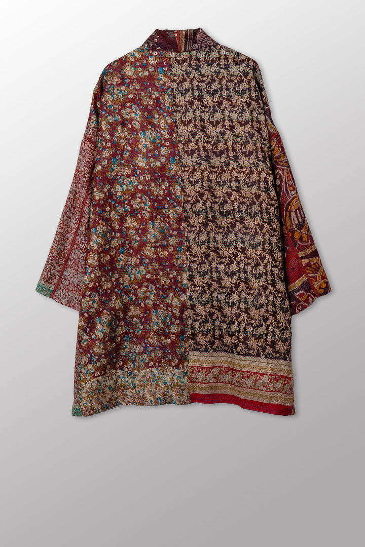 VINTAGE SILK KANTHA HAORI JACKET - sv2068-0009a -