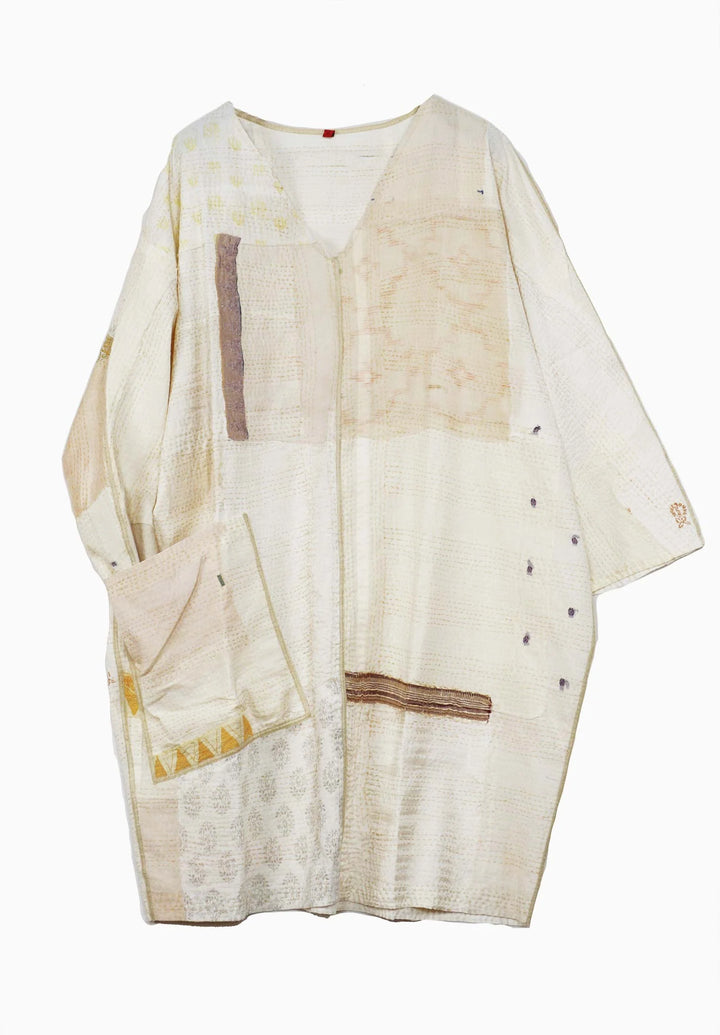 FRAYED PATCH KANTHA DOLMAN SLV. DRESS - fi2410-ivy -