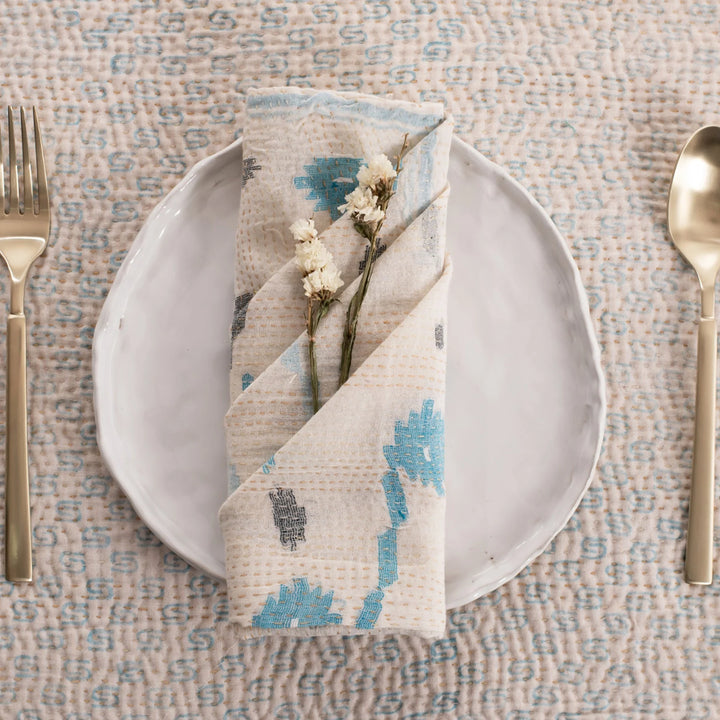 Mosaic Fray Handmade Vintage Kantha Napkin -Cauliflower (Set of 2)
