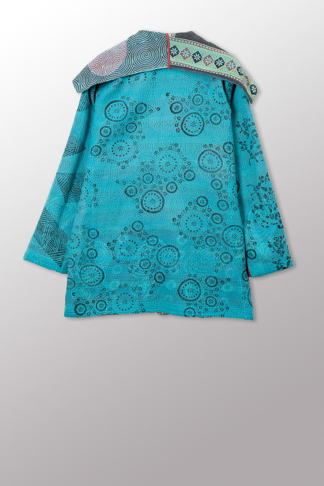 VINTAGE COTTON & NEW VOILE KANTHA POCKET JACKET - cn2002-0001a -
