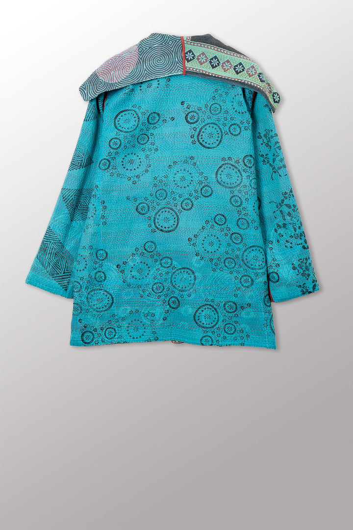 VINTAGE COTTON & NEW VOILE KANTHA POCKET JACKET - cn2002-0001a -