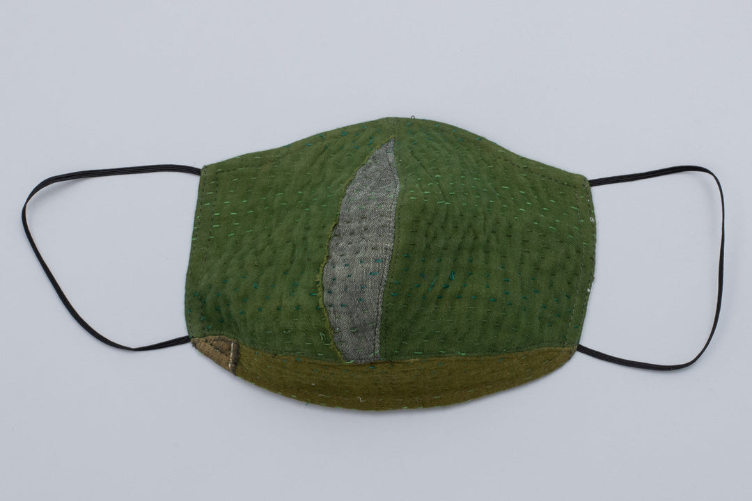 FRAYED PATCH MIX KANTHA CREW NECK SHORT JKT - fm4053-grn -