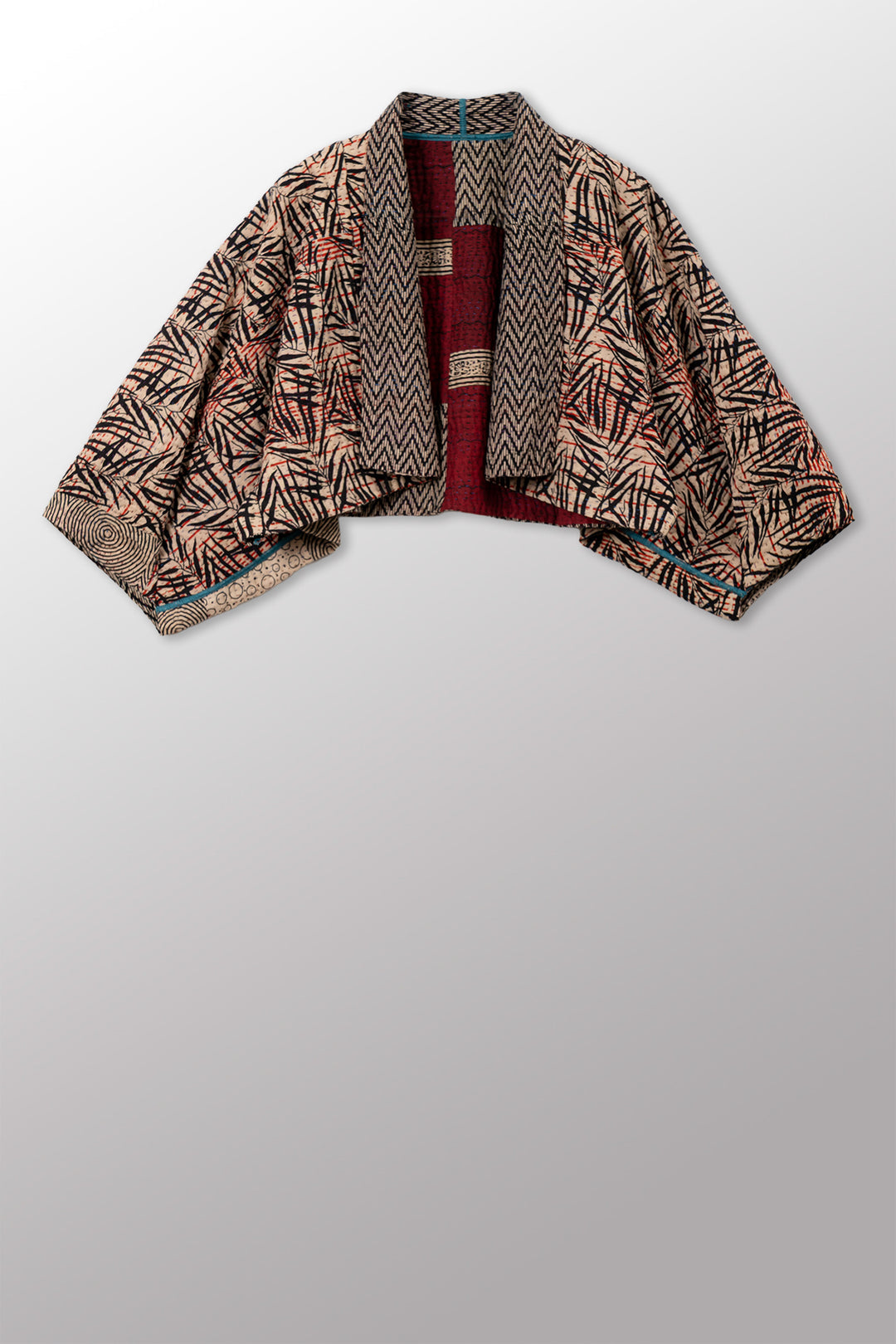 SOHO BAMBOO KANTHA PUFF SLV. SHRUG - bo4062-cblk009a -