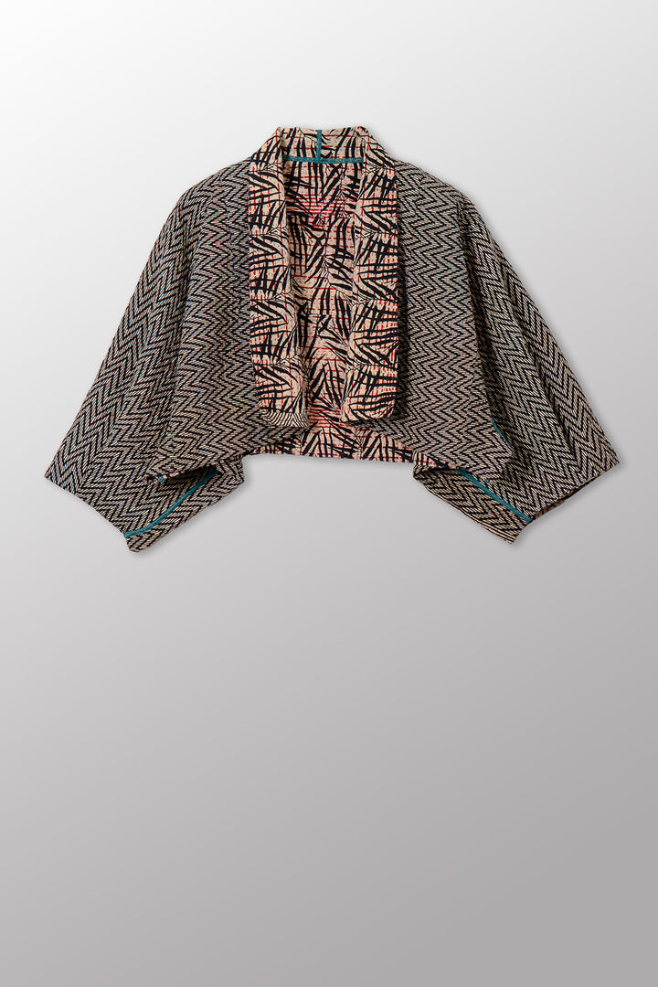 SOHO BAMBOO KANTHA PUFF SLV. SHRUG - bo4062-cblk002a -