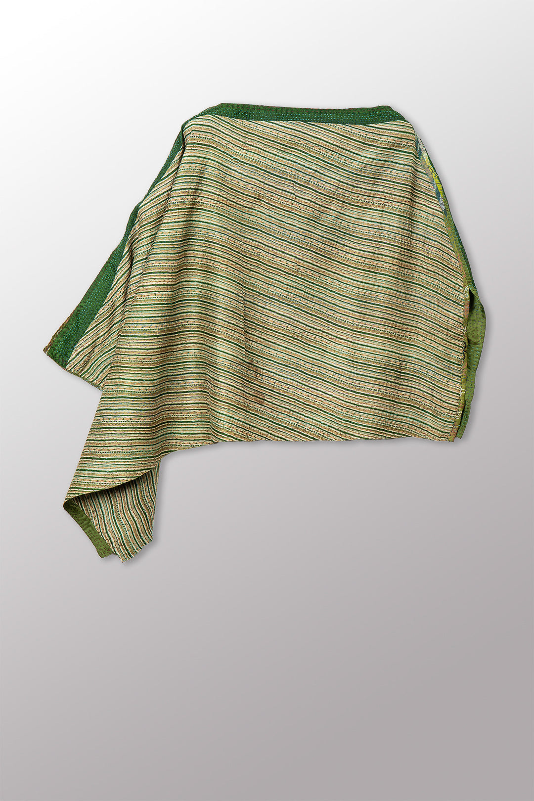VINTAGE SILK KANTHA LONG CAPE - sv2841-0001a -