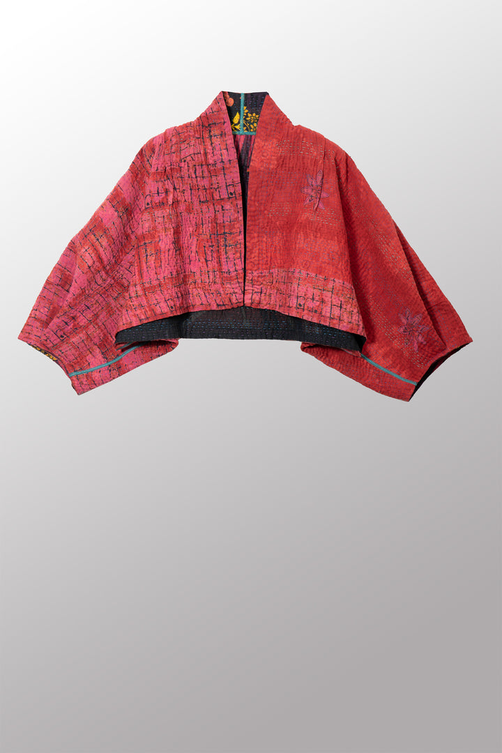VINTAGE COTTON KANTHA  PUFF SLV. SHRUG - cv4062-0052a -