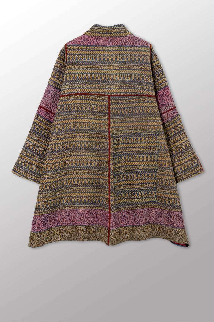 VINTAGE COTTON KANTHA A-LINE DUSTER - cv4311-0113a -