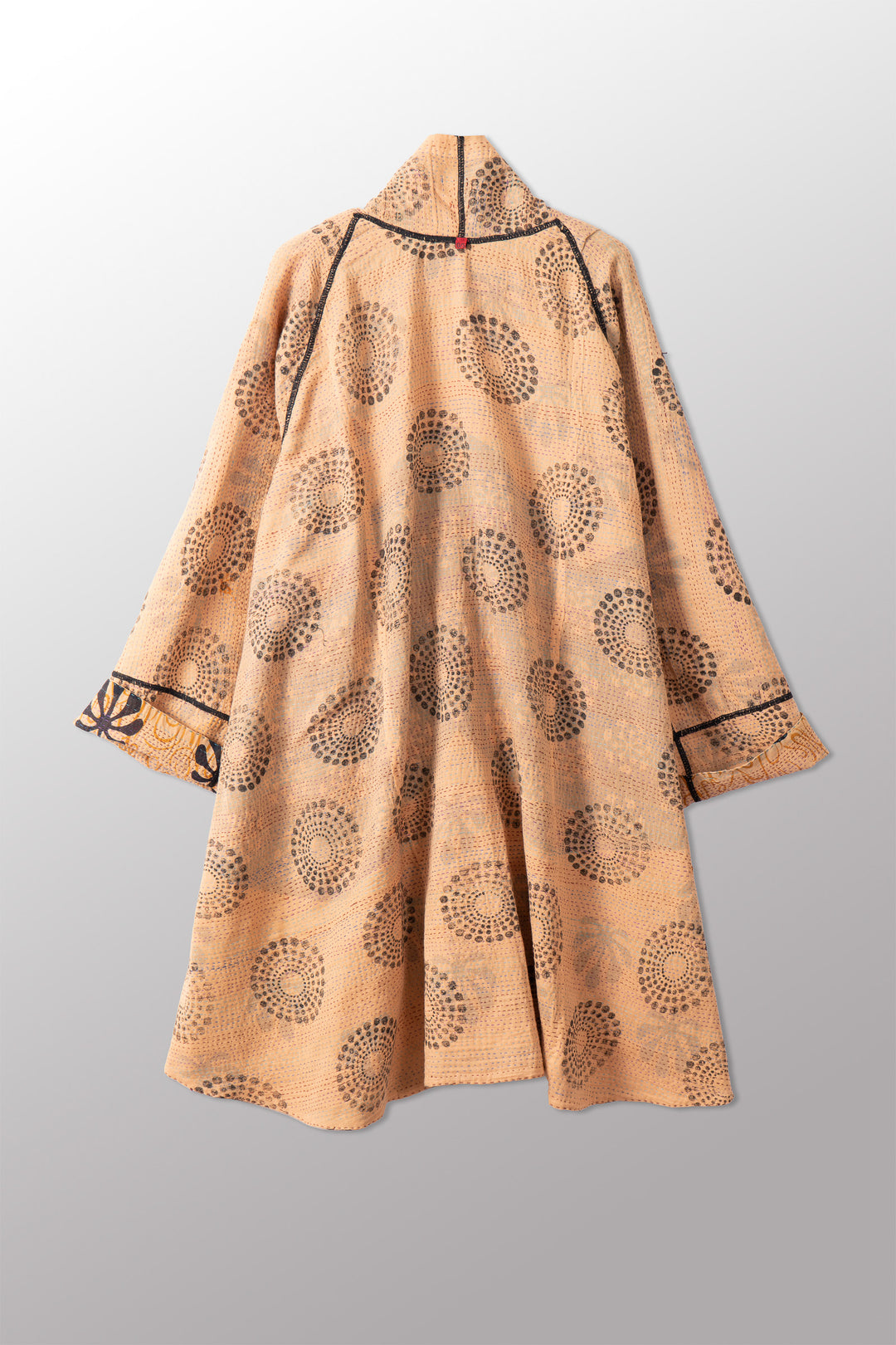VINTAGE COTTON & NEW VOILE KANTHA KIMONO LONG JACKET - cn2005-0001a -