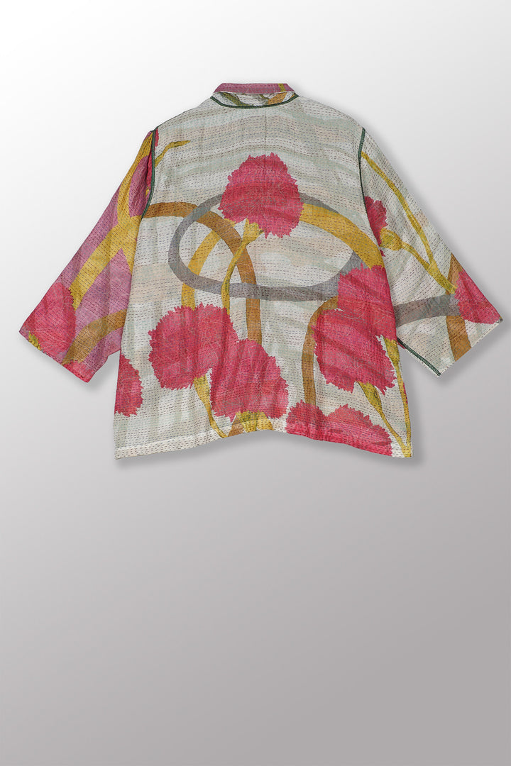 MARIGOLD PRINT KANTHA POCKET SHIRT - mg2588-pik -