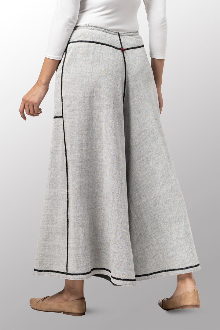 DENIM WIDE LEG PANTS - dn1623-gry -
