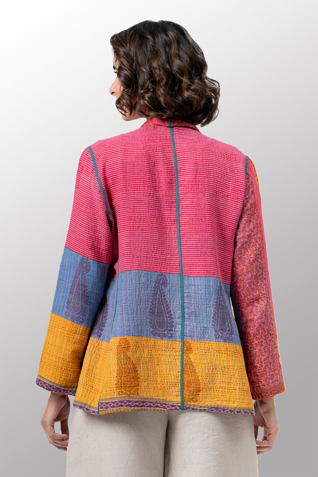 VINTAGE COTTON KANTHA SHORT JKT - cv2007-0085m -