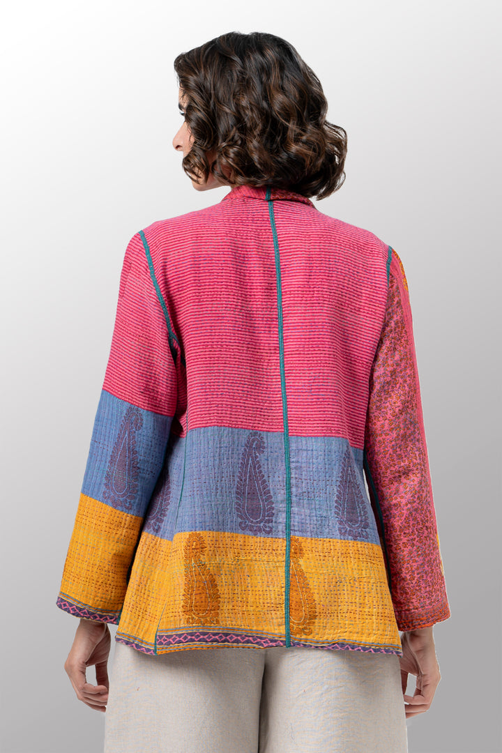 VINTAGE COTTON KANTHA SHORT JKT - cv2007-0085m -