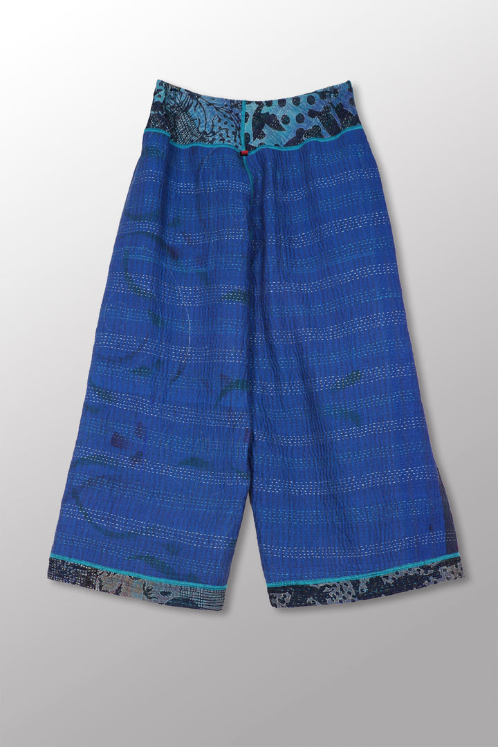 MONOTONE TWILIGHT PRINT KANTHA GAUCHO SHORT - tp4618-blu -
