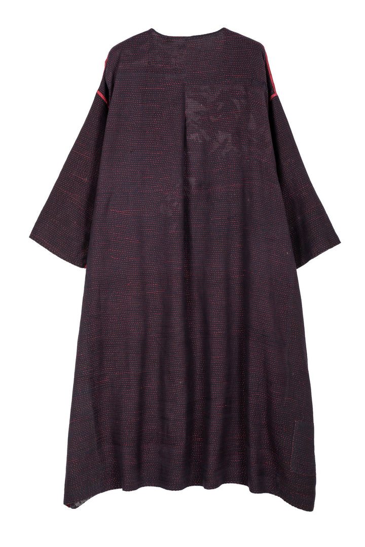 MONOTONE TWILIGHT PRINT KANTHA LONG DUSTER - tp2328-red -