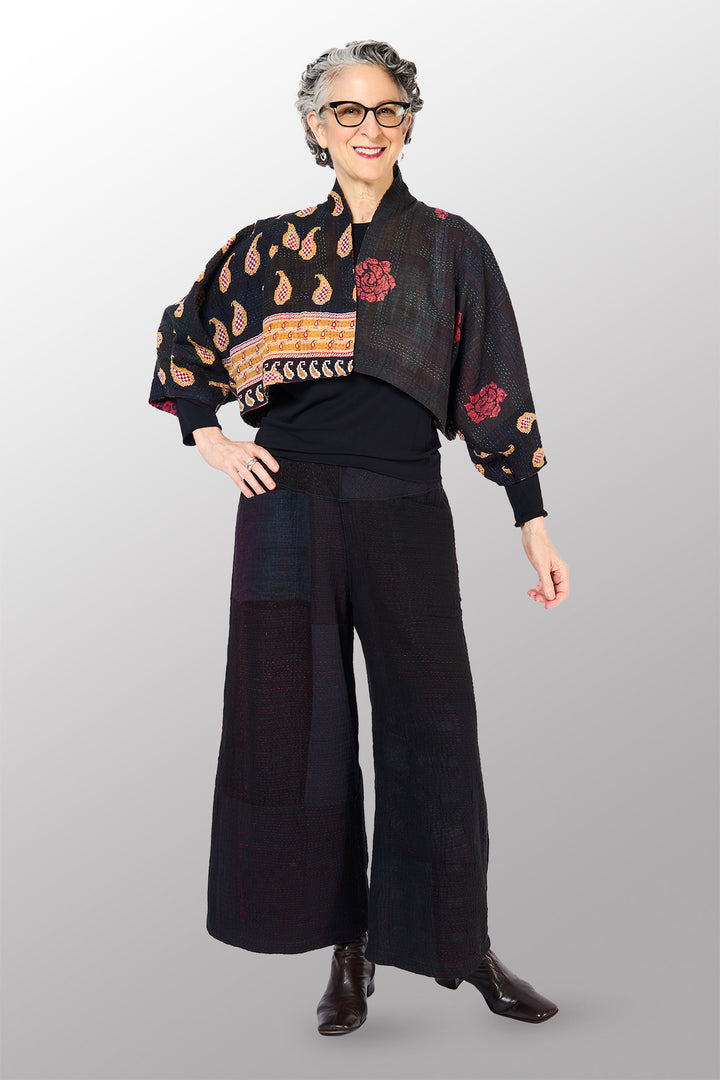 VINTAGE COTTON KANTHA  PUFF SLV. SHRUG - cv4062-0055a -