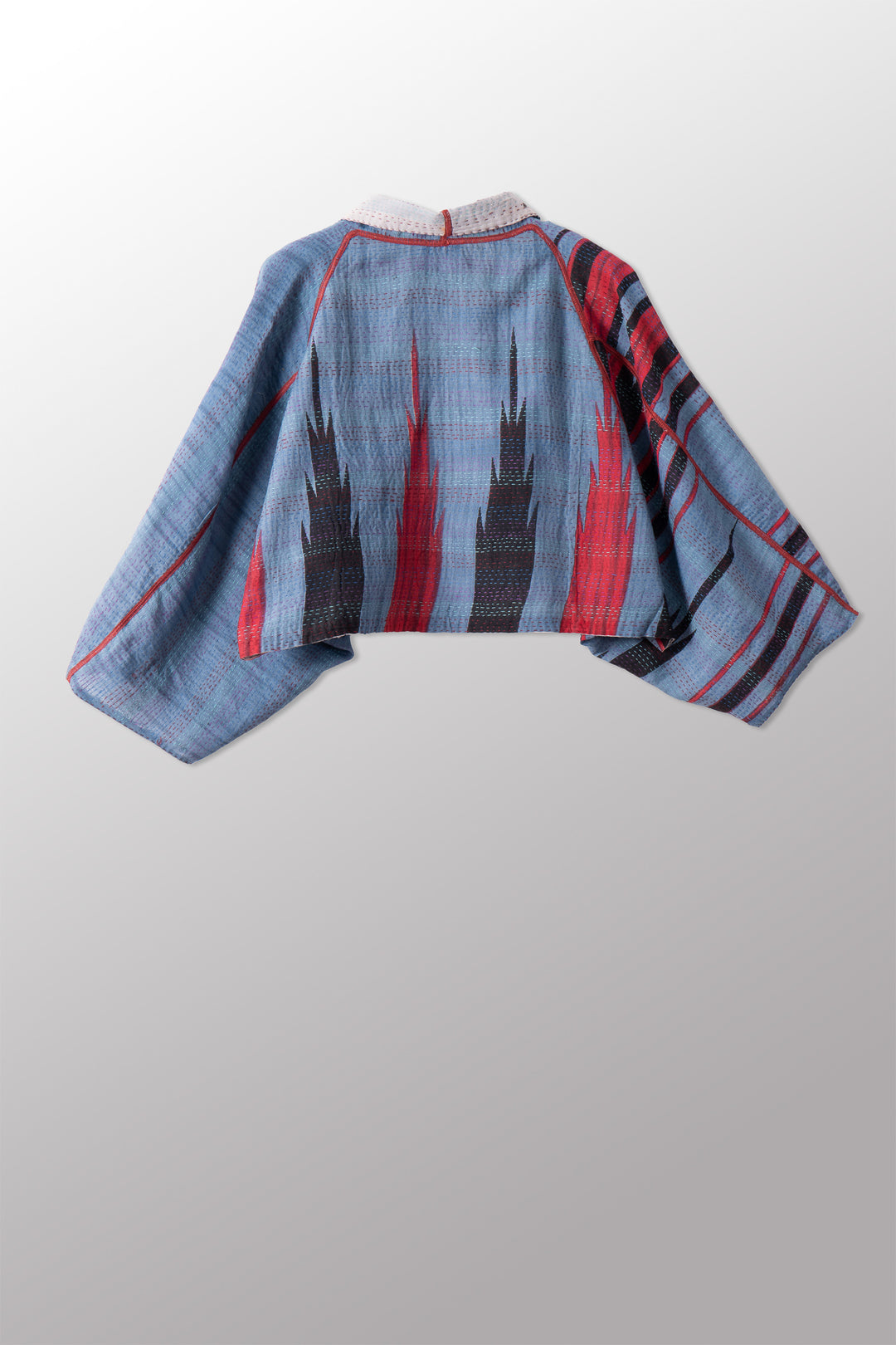 VINTAGE COTTON & NEW VOILE KANTHA PUFF SLV. SHRUG - cn2062-0002a -
