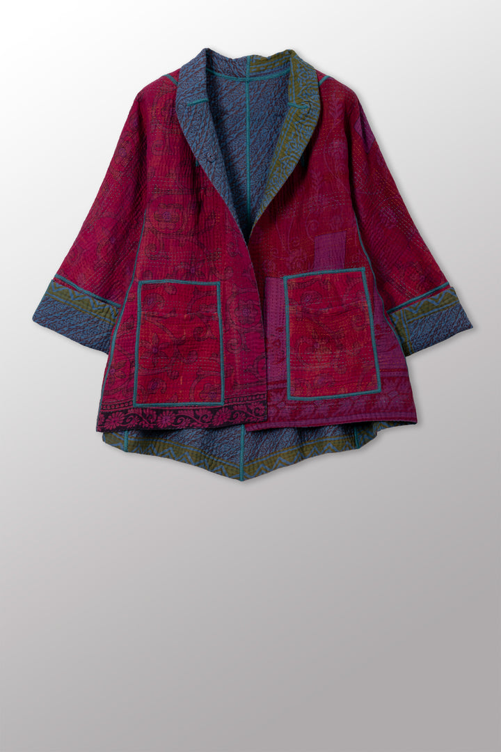 COTTON OVERDYE KANTHA FLARE SHORT JKT - ov4011-cfus002s -
