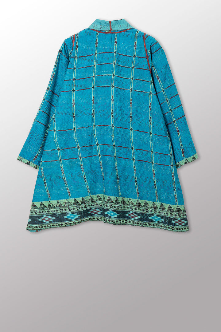 VINTAGE COTTON & NEW VOILE KANTHA A-LINE JKT - cn2003-0008a -