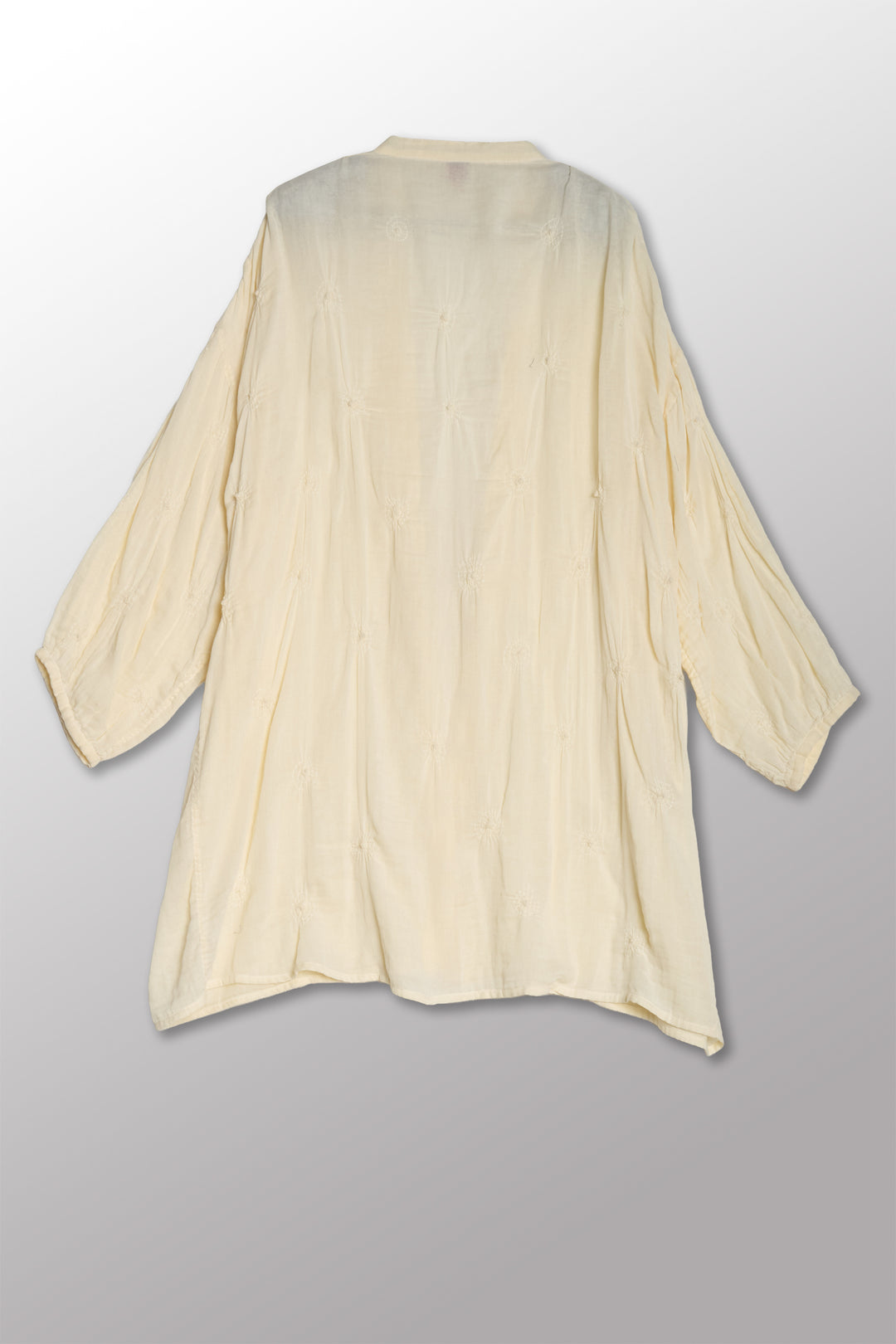 GAUZE SHIBORI GARMENT KANTHA BAND COLLAR OVERSIZED SHIRT - bl-gg2587-ivy -