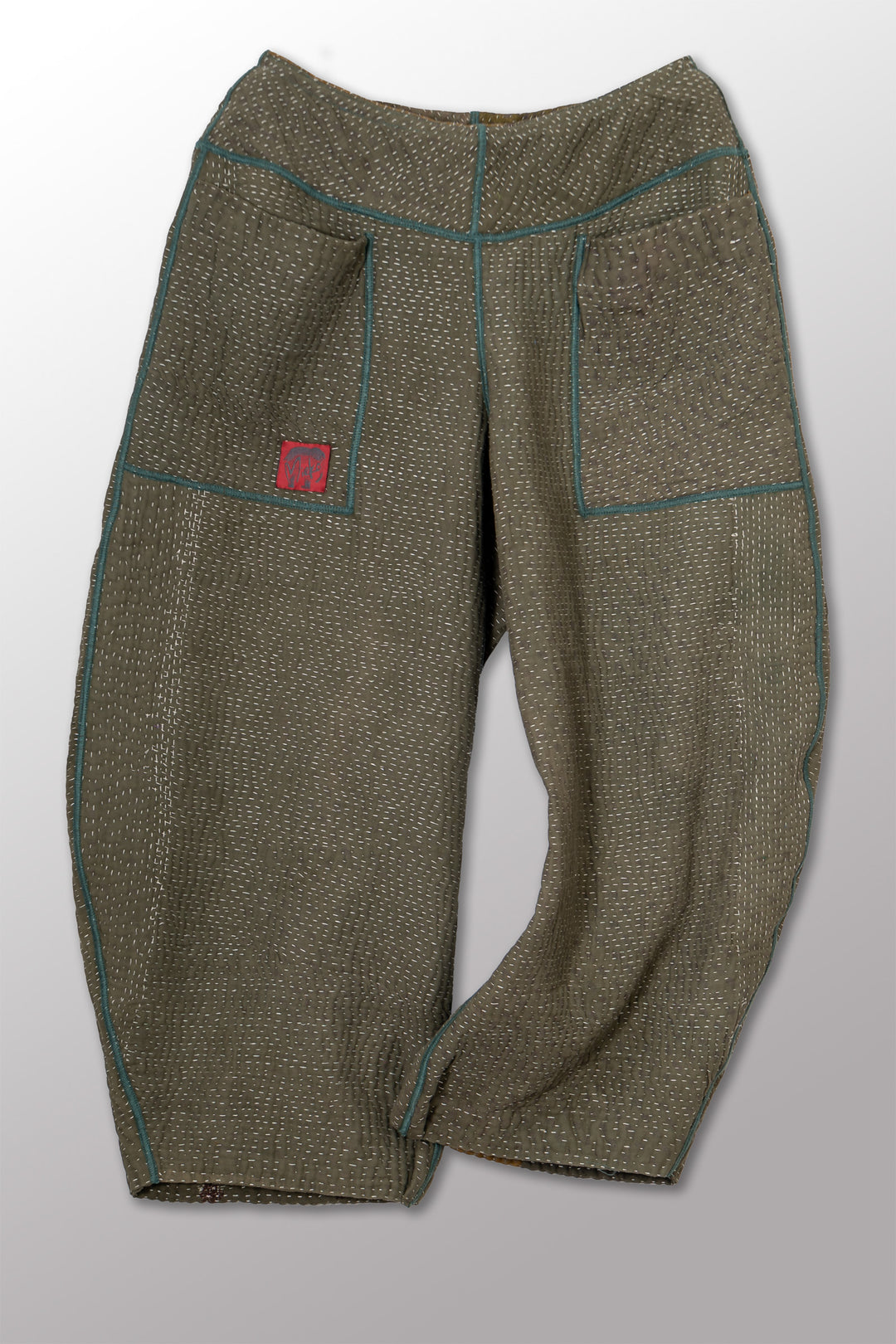 MUJI PATCH KANTHA LANTERN PANTS - mp4634-grn -