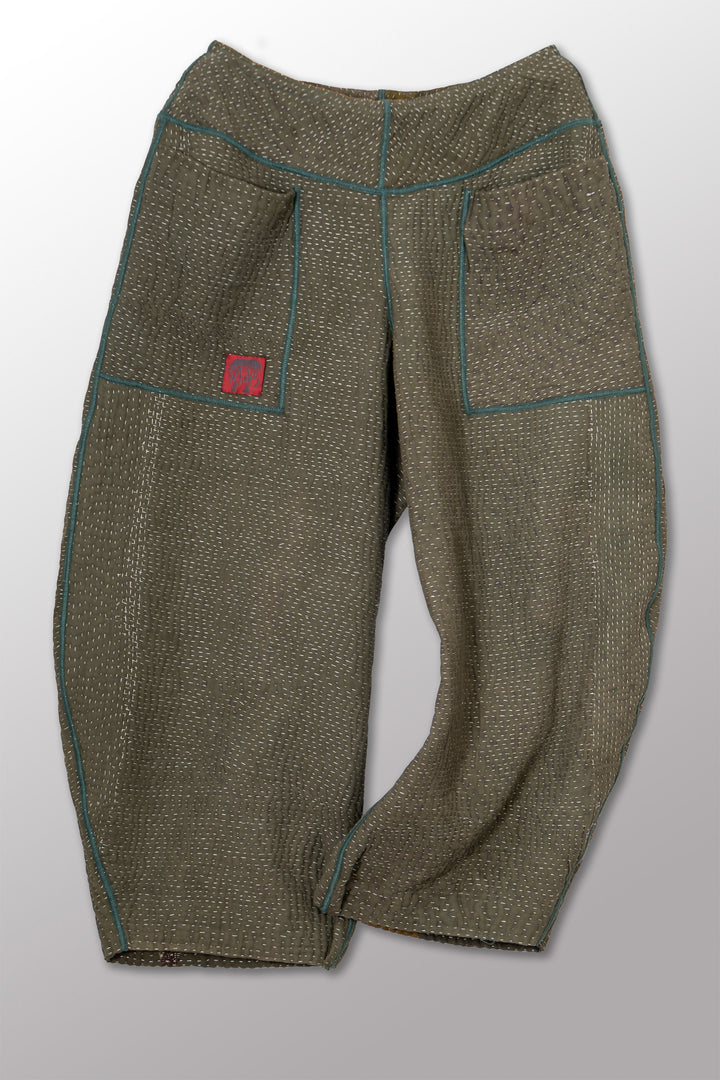 MUJI PATCH KANTHA LANTERN PANTS - mp4634-grn -