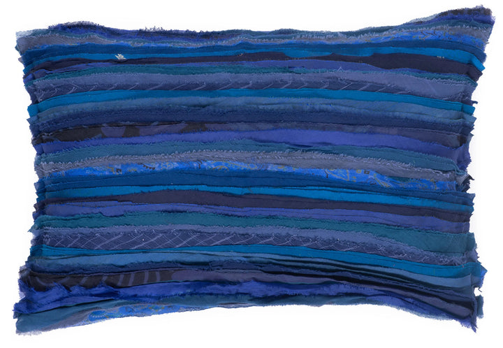 Wavy Stripe Vintage Patch Pillow Sham -Blue