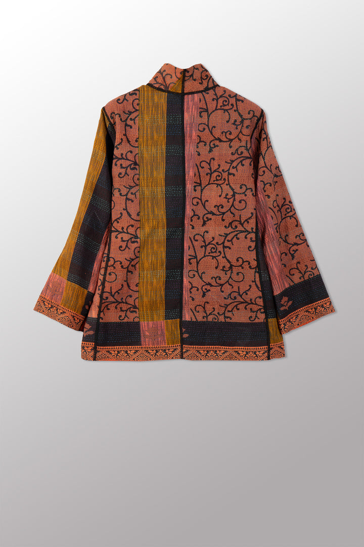VINTAGE COTTON & NEW VOILE KANTHA SHORT JKT - cn2007-0006l -