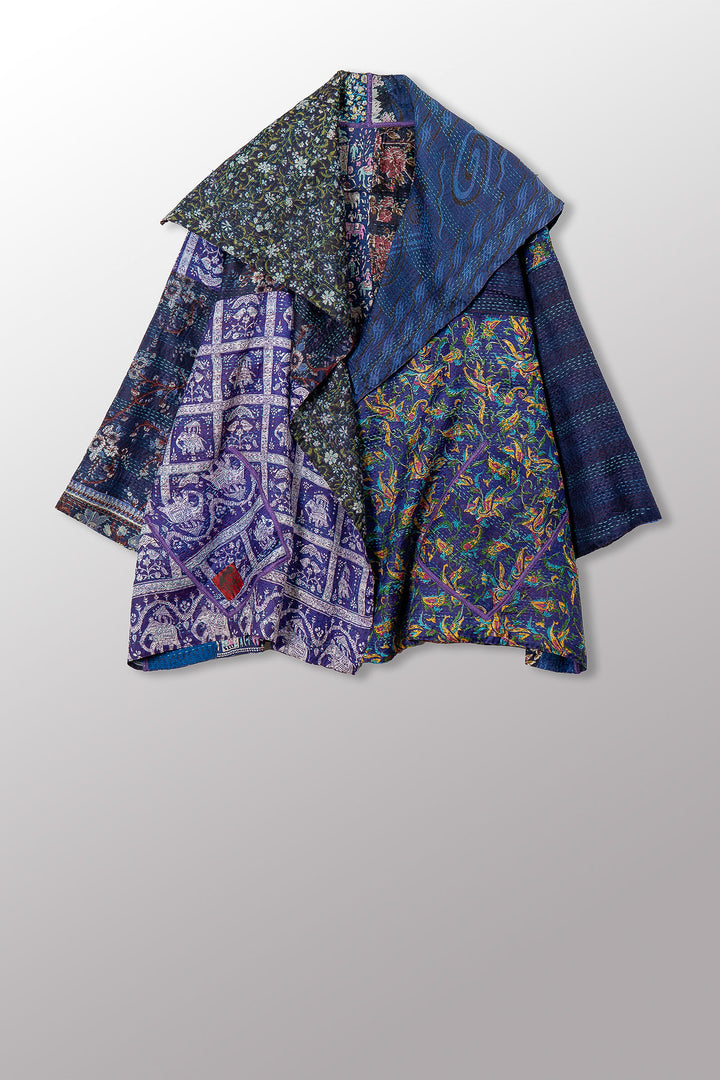 VINTAGE SILK KANTHA FLARE JKT - sv2010-0059a -