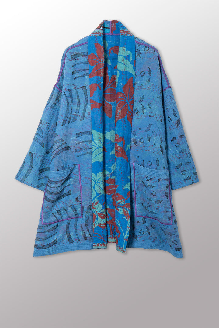 VINTAGE COTTON & NEW VOILE KANTHA HAORI JACKET - cn2068-0004a -