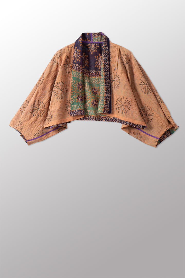VINTAGE COTTON & NEW VOILE KANTHA PUFF SLV. SHRUG - cn2062-0001a -