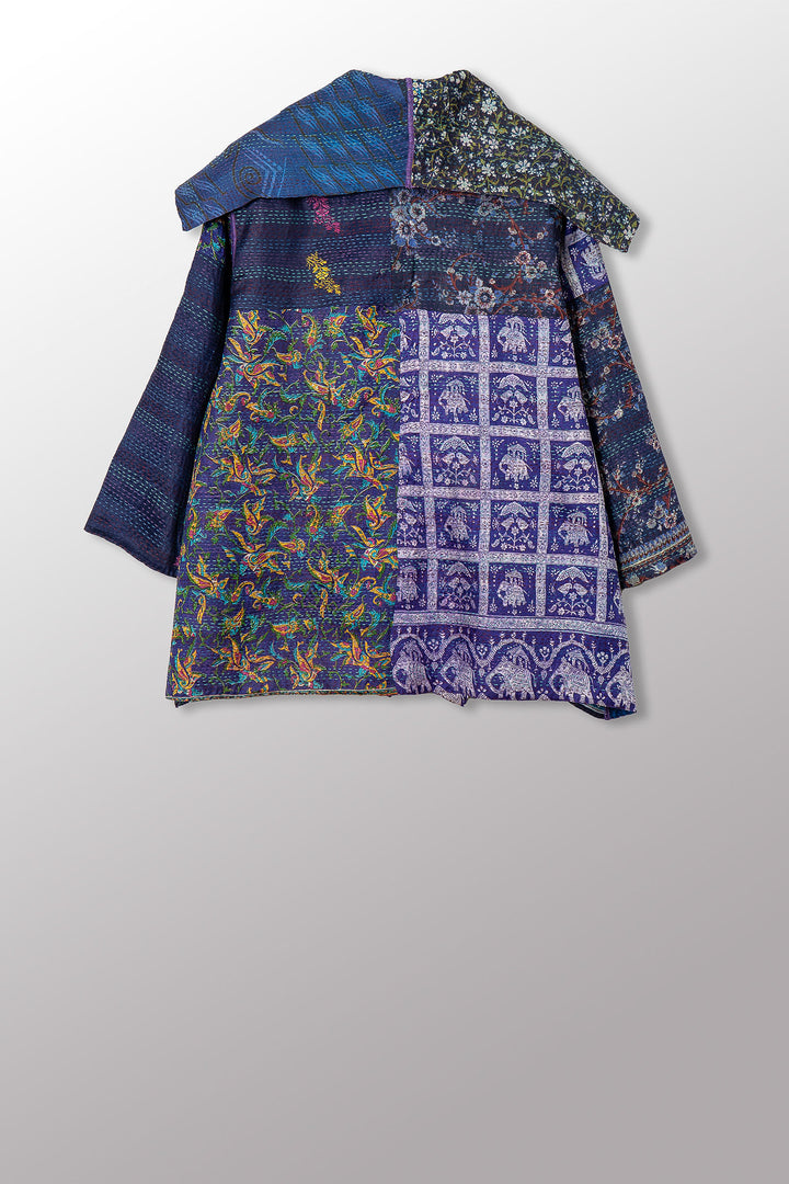 VINTAGE SILK KANTHA FLARE JKT - sv2010-0059a -