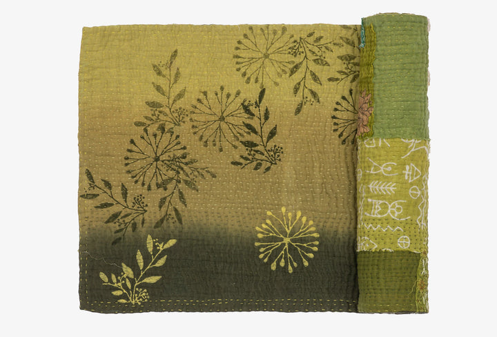 Ombre Patch Kantha Table Runner -Green