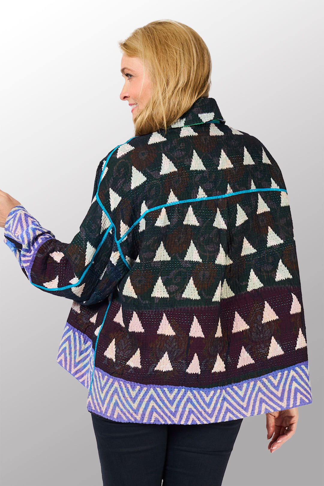 VINTAGE COTTON KANTHA CROPPED SHIRT JACKET - cv4075-0010a -