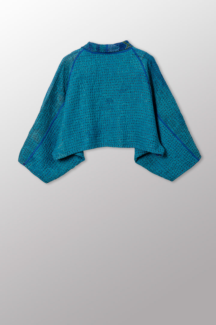 VINTAGE COTTON BBK KANTHA PUFF SLV. SHRUG - bb4062-0001a -