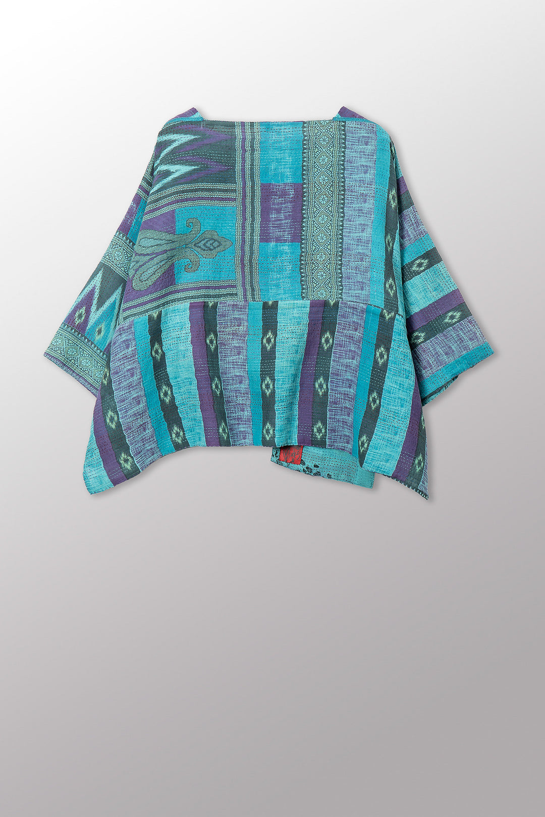 VINTAGE COTTON & NEW VOILE KANTHA 3/4 SLV. CROP TOP MIO - cn2538-0007a -