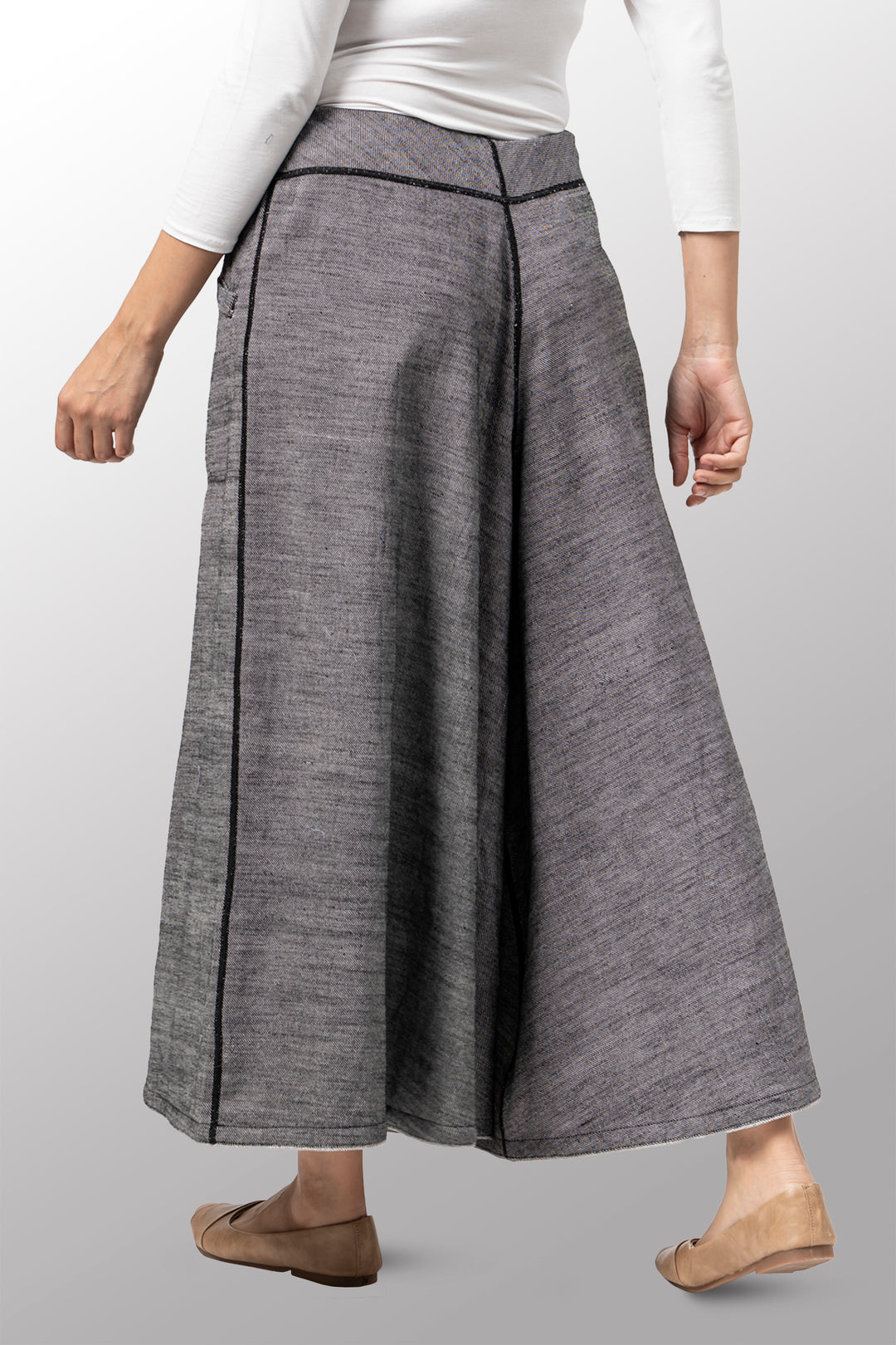 DENIM WIDE LEG PANTS - dn1623-gry -