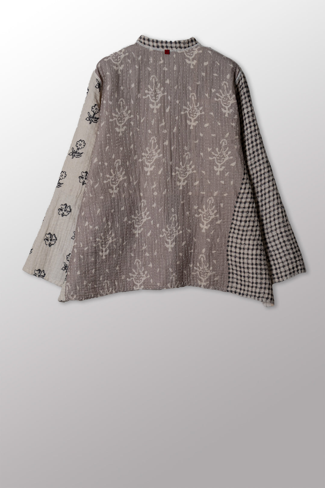 BBK PATCH KANTHA KAFTAN JACKET SHORT - bl-bbp4088-ivy -