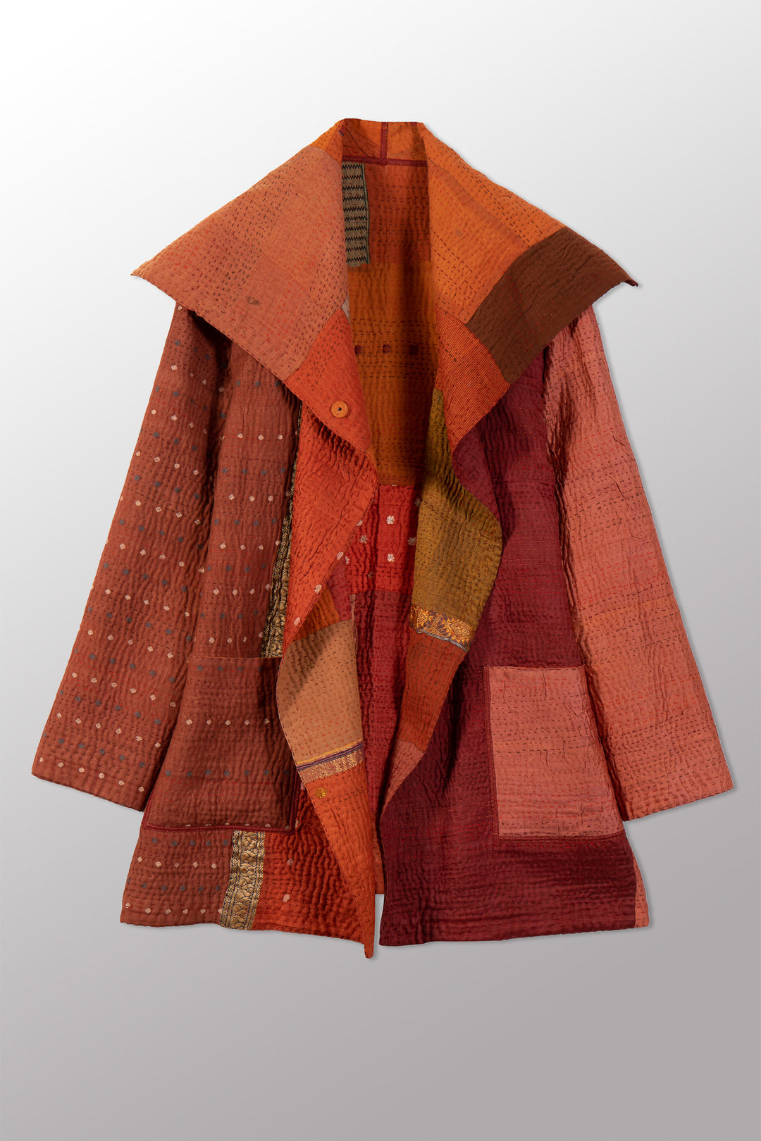 COTTON SILK SW PATCH KANTHA POCKET JKT - ws4002-org -