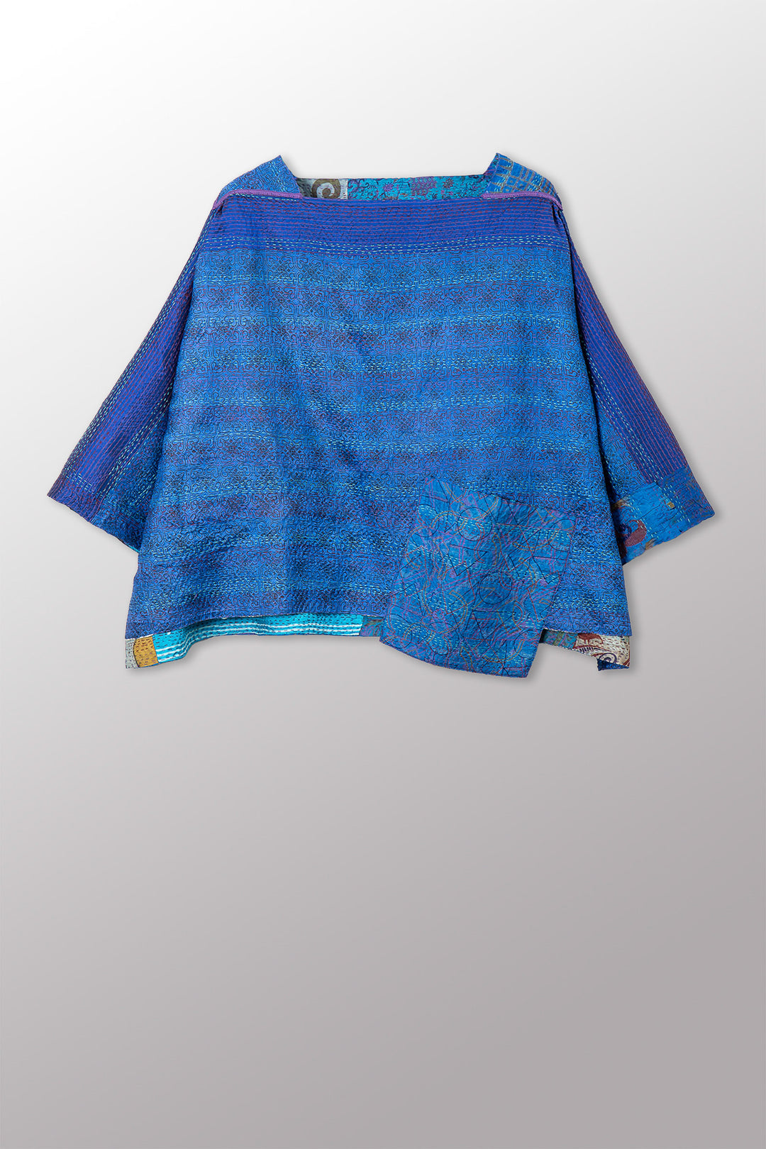 VINTAGE SILK KANTHA 3/4 SLV. CROP TOP MIO - sv2538-0018a -
