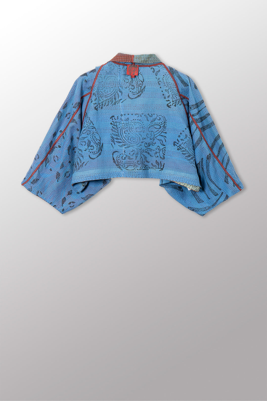 VINTAGE COTTON & NEW VOILE KANTHA PUFF SLV. SHRUG - cn2062-0006a -