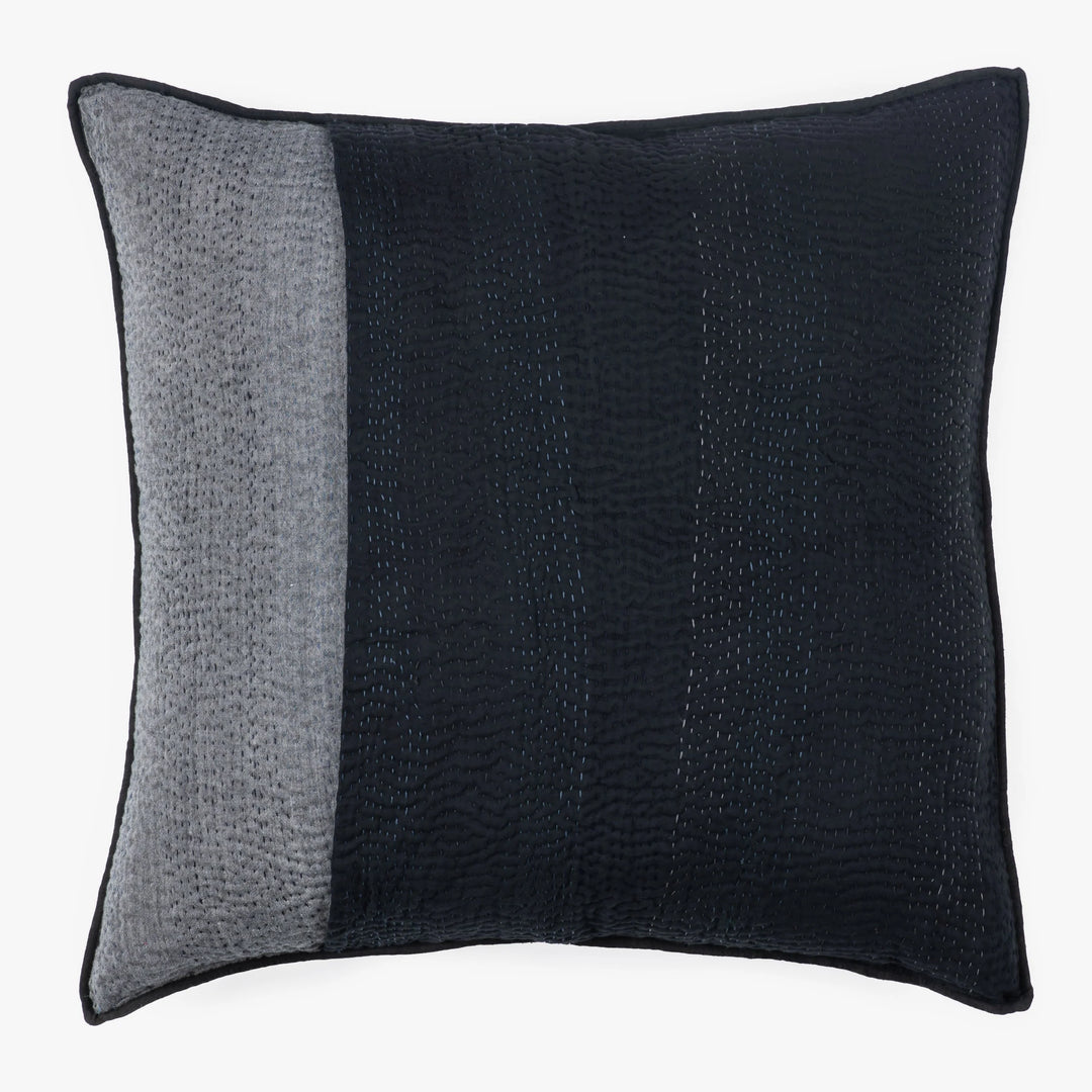Landscape Handmade Vintage Kantha Pillow -Black