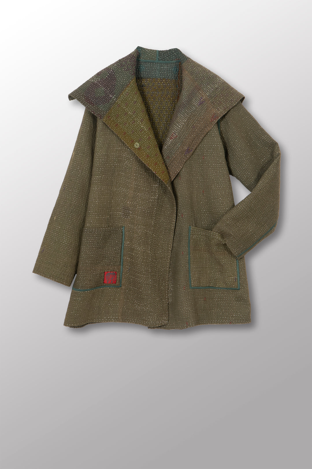 MUJI PATCH KANTHA POCKET JACKET - mp4002-grn -