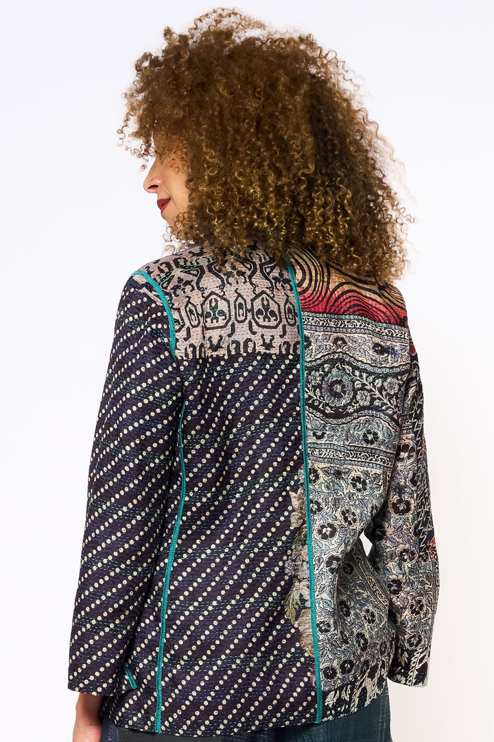 VINTAGE SILK KANTHA SHORT JKT - sv2007-0074l -