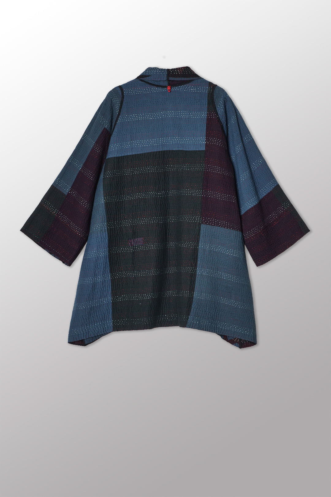 OVERDYED MONOTONE IKAT KANTHA A-LINE JKT - ov-mi4003-nvy -