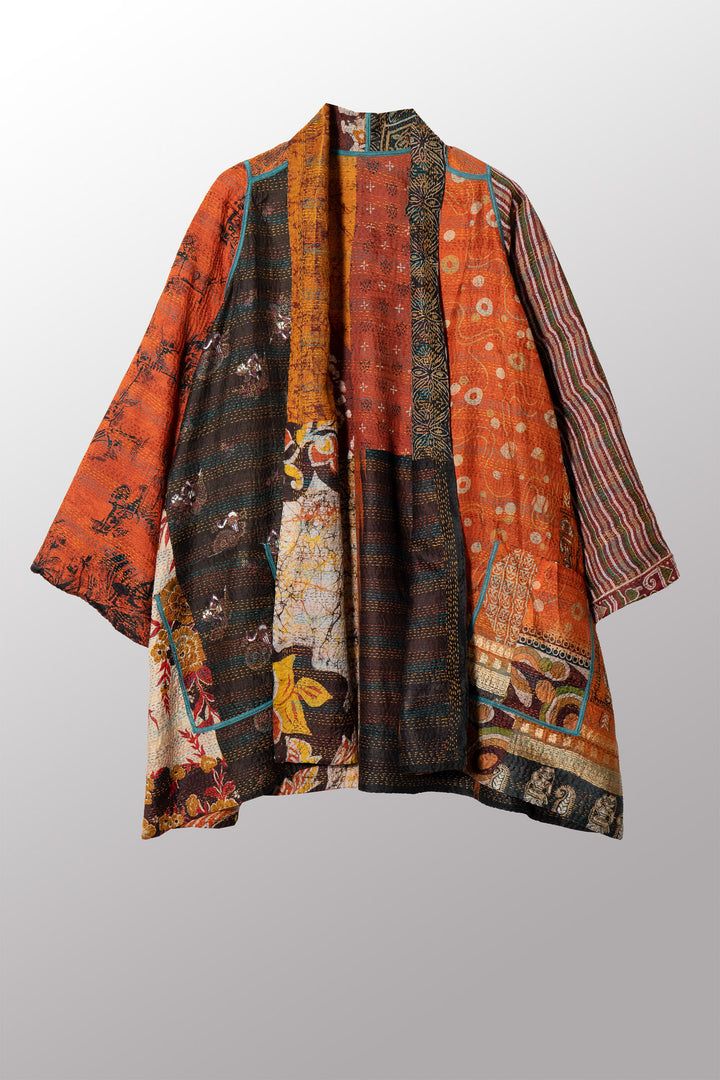 VINTAGE SILK KANTHA A-LINE JKT - sv2003-0394a -