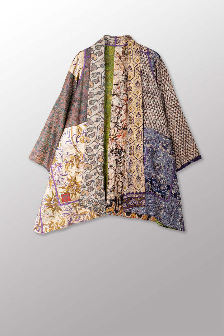 VINTAGE SILK KANTHA A-LINE JKT - sv2003-0399a -