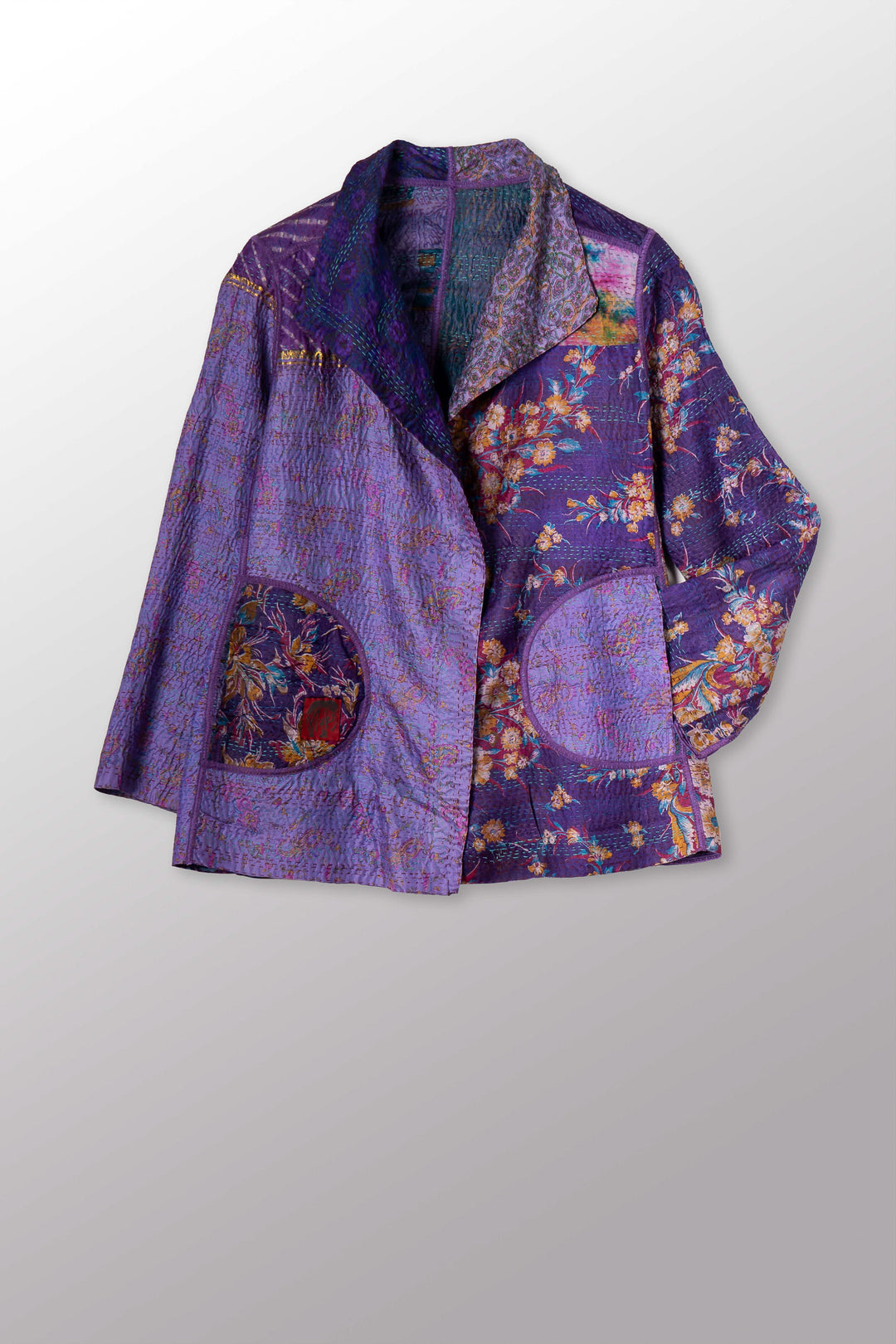 VINTAGE SILK KANTHA SHORT JKT - sv2007-0066s -