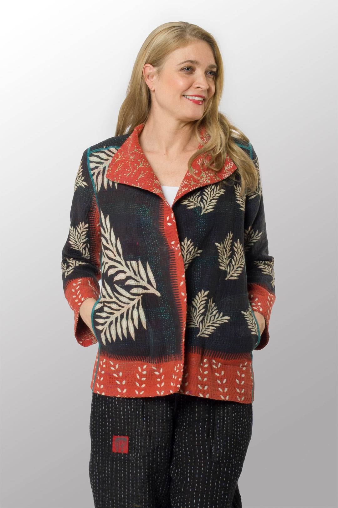 VINTAGE COTTON KANTHA SHORT JKT - cv4007-0329m -