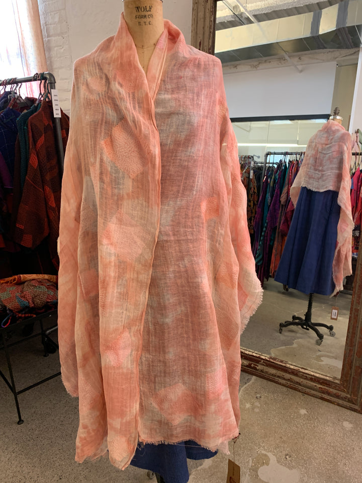 LINEN CLOUD TIE-DYE SHAWL MEDIUM - lc1802-pik -